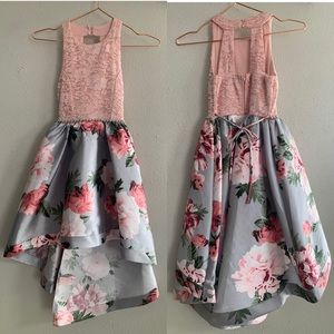 Xtraordinary Floral and Lace High Low Dress - 7